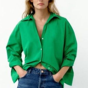 Zara Green Poplin Shirt